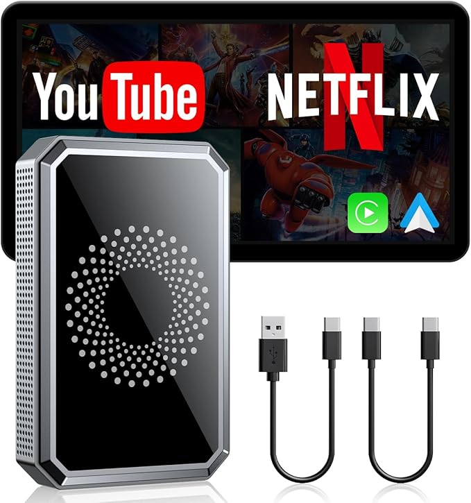 LAMTTO 3-in-1 Magic Video Box for Streaming Netflix/YouTube/TikTok, Wireless Carplay Adapter Dongle with USB Drive for OEM...