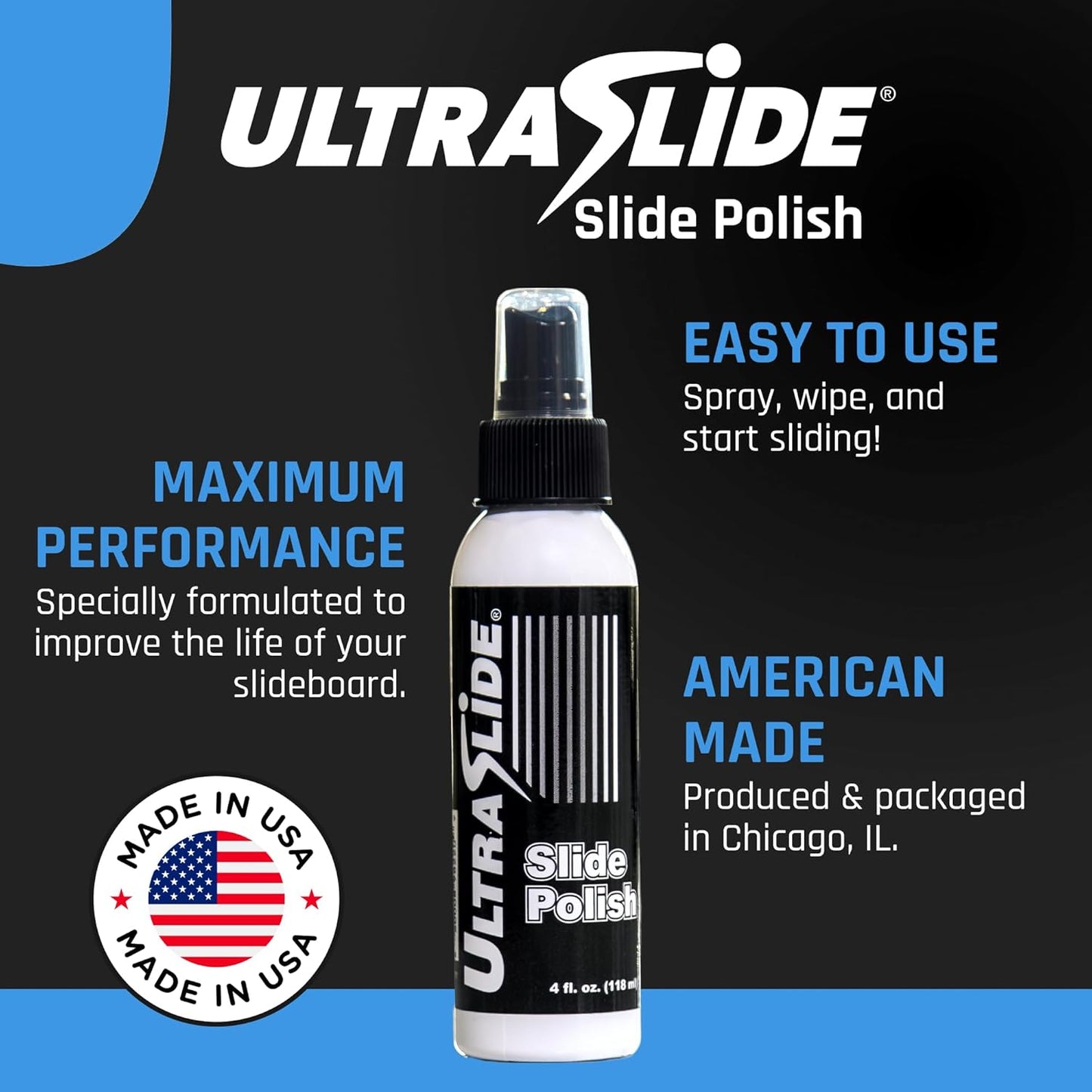 Slide Board Polish - Hockey Slide Board Spray and Lubricant for Frictionless Glide - Premium Silicone Spray for Hockey Tiles - Multi-Purpose Surface Safe Odorless Silicone Spray