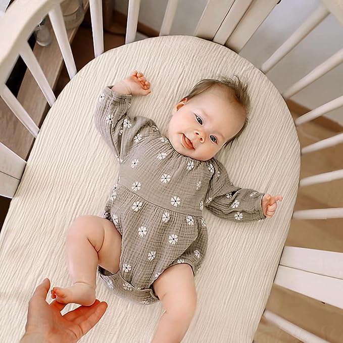 lulumoon Baby Muslin Bassinet Sheets: Snuggly Soft Cotton Sheets for Boys and Girls - Fitted foror Chicco Lullago Anywhere & Baby Bjorn Cradle & Bassinet