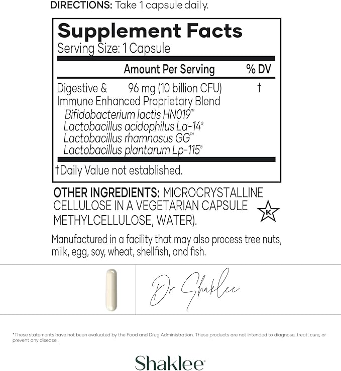 Shaklee - Optiflora® DI Probiotic -10 Billion CFUs - 4 Bacterial Strains - Bifidobacterium lactis HN019™ - Supports Intestinal Flora Balance & Regularity - Gluten, Soy & Dairy Free - 30 Capsules