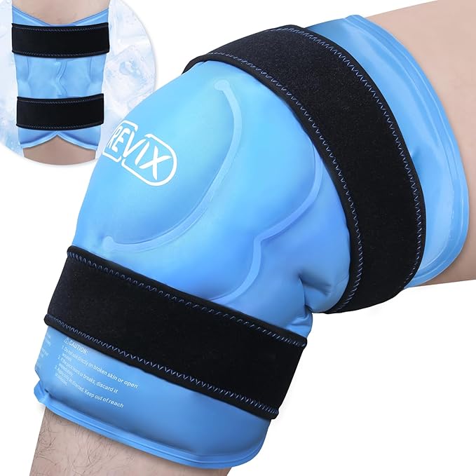 REVIX 20‘’ XXXL Knee Ice Pack Wrap Around Entire Knee, Extra Large Ice Pack for Leg Discomfort Reducing, Cold Compress The...