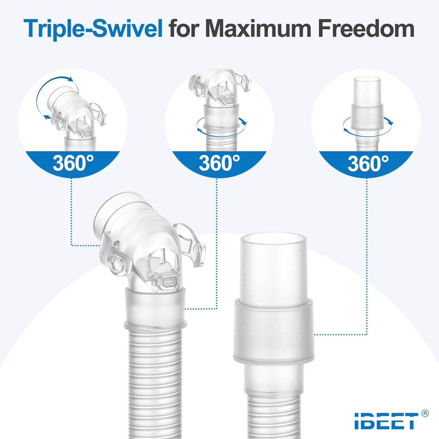 Replacement Elbow Tube for AirFit F40, IBEET 2-Pack Short Tube Assembly for F40 Mask, Replacement CPAP Accessories - Quick Release Clips & Triple Swivels for Maximum Convenience & Flexibility