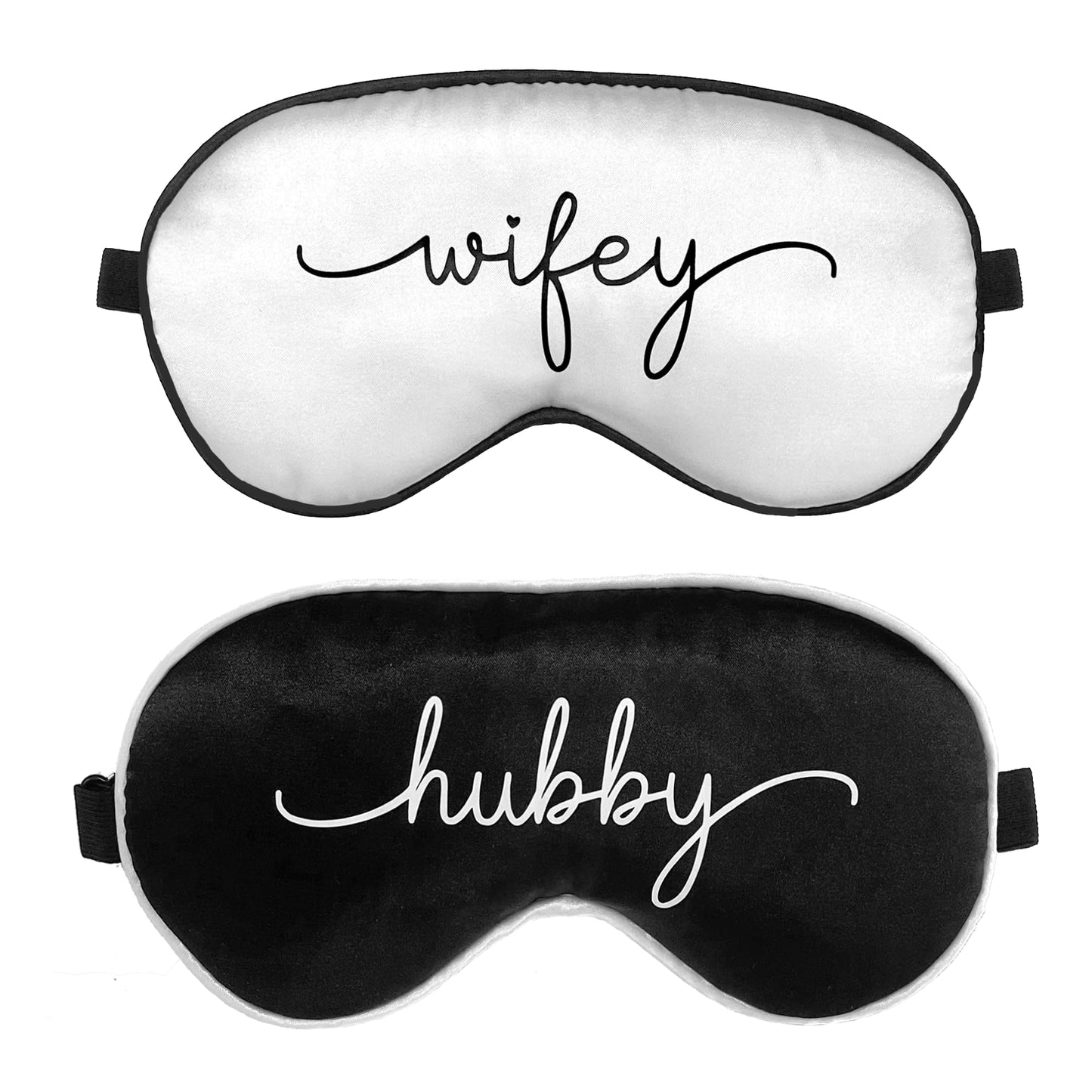 Pink Palm Co. Honeymoon Sleep Masks Set | Wedding Gift for Bride and Groom | Satin Blindfolds (Hubby & Wifey)