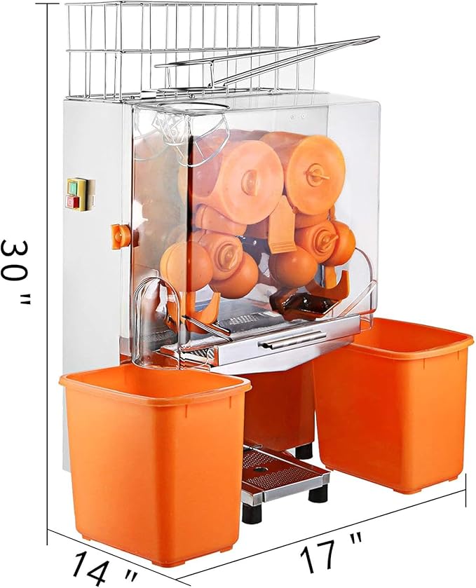 Commercial Juicer Machine, Orange Juice Machine with Pull-Out Filter Box Commercial Orange Juicer 22-30 Oranges Per Minute, 110V Juice Extractor, 120W Oranges Squeezer with Acrylic Cover (E2)