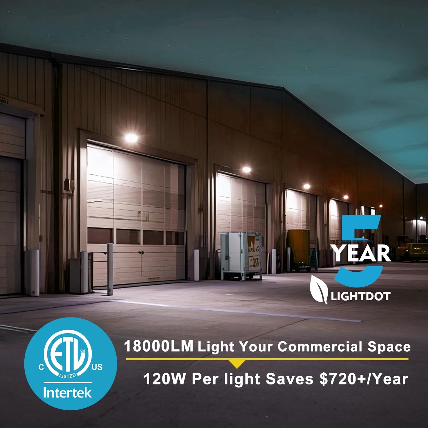 Lightdot 6Pack 120W Led Wall Pack Lights  100-277V Dusk To Dawn Photocell  18000Lm(150Lm/W) 5000K Ip65 Wall Mount Outdoor Exterior Lighting  Energy Saving  Etl | 5-Year Warranty(Height:8-18Ft)