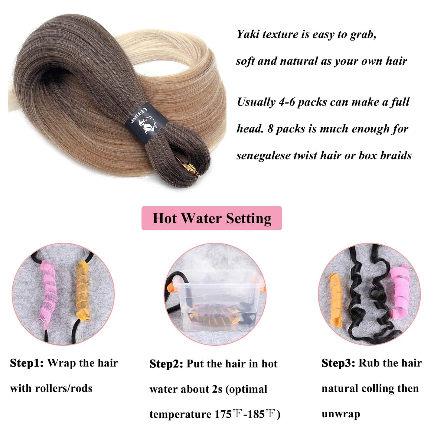 UPruyo 4/27/613 Ombre Braiding Hair Pre Stretched Knotless Braiding Hair Extensions for Box Braids Hypoallergenic Pre Sectioned
