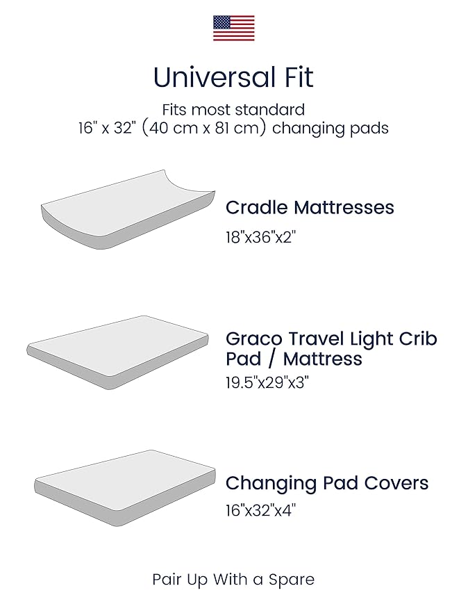 TotAha Premium Soft Dinosaur Changing Pad Cover, Stretchy Jersey Knit Changing Table Cover, Ultra Breathable Diaper Changing Pad Cover for Baby Girls Boys, 2 Pack