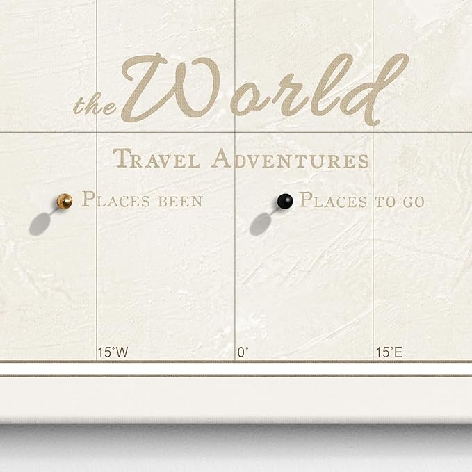 Canvas World Map with Cork Pin Board - English Lettering - Decorative Wall Decoration for All Rooms - Canvas Pictures with World Map Motif (90x60 cm, Pattern 8)