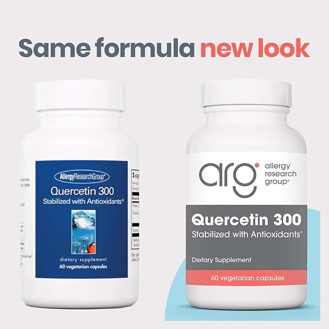 Allergy Research Group Quercetin 300 Dietary Supplement - Immune Support, Stabilized with Antioxidants, Bioflavonoid, Mast Cell, Hypoallergenic, Delayed-Release, Vegetarian Capsules - 60 Count