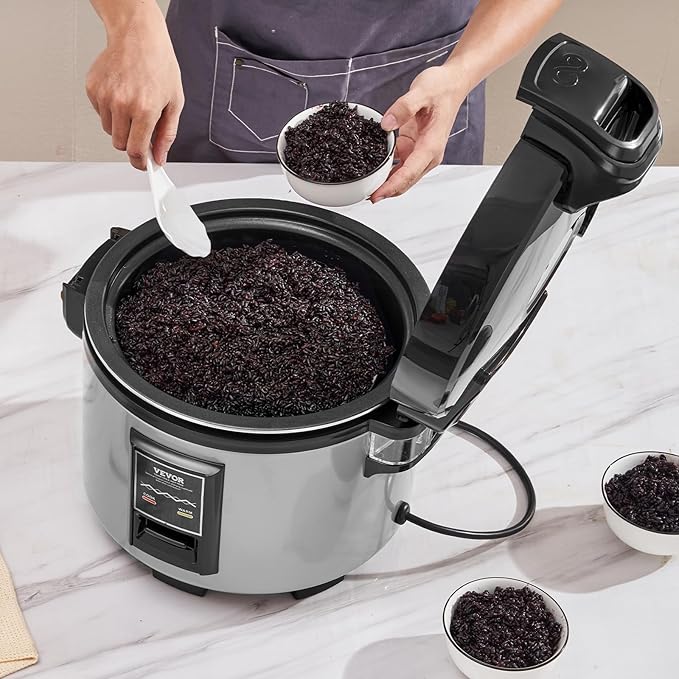 VEVOR Commercial Rice Cooker, 45-Cup Rice Cooker, 9.51 Qt / 9 Liter Large Rice Cooker and Warmer with Nonstick Inner Pot, Fast Cooking and 12-Hour Keep Warm, with Rice Cup and Paddle, for Restaurant
