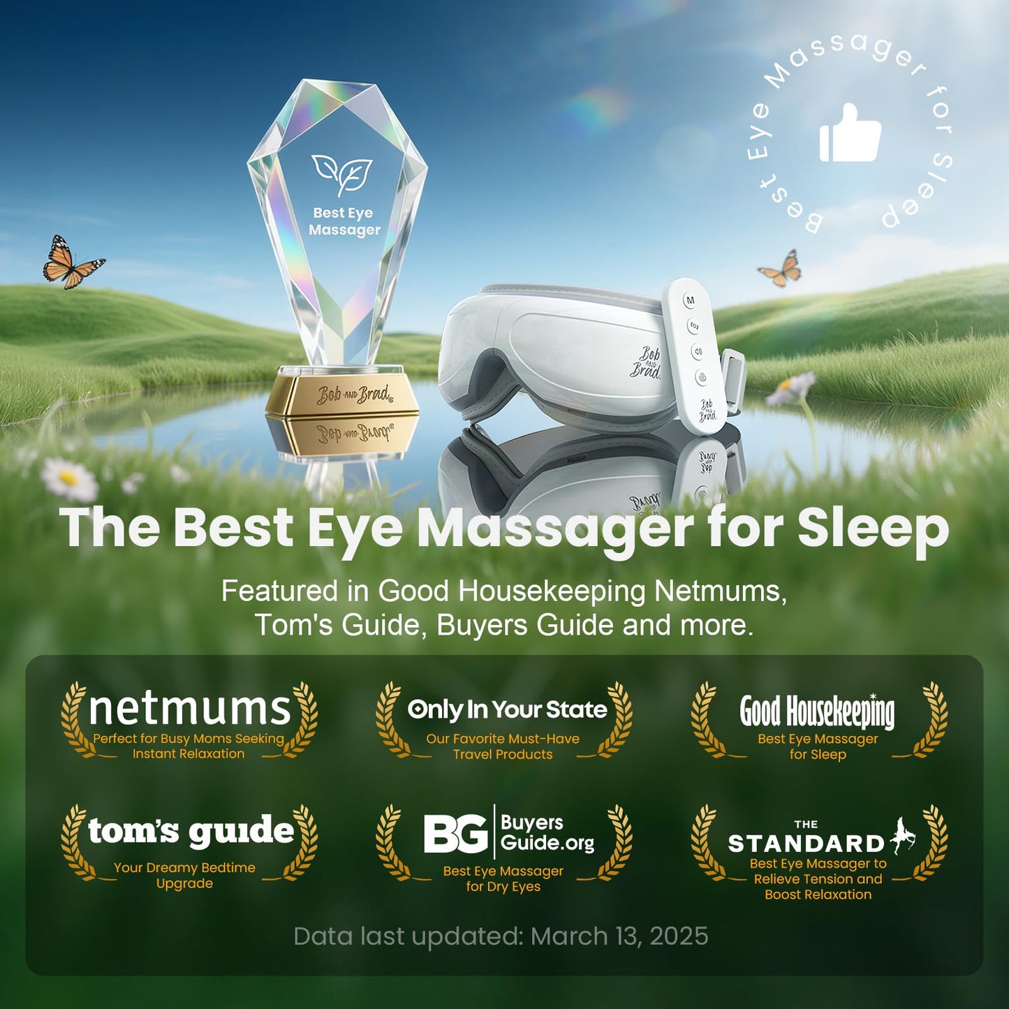 BOB AND BRAD Eye Massager with Remote Control FSA Eligible HSA - EyeOasis 2 Plus Personal Eye Care Compress Device - Electric Eye Mask with Heat for Migraines & Dry Eye Relief