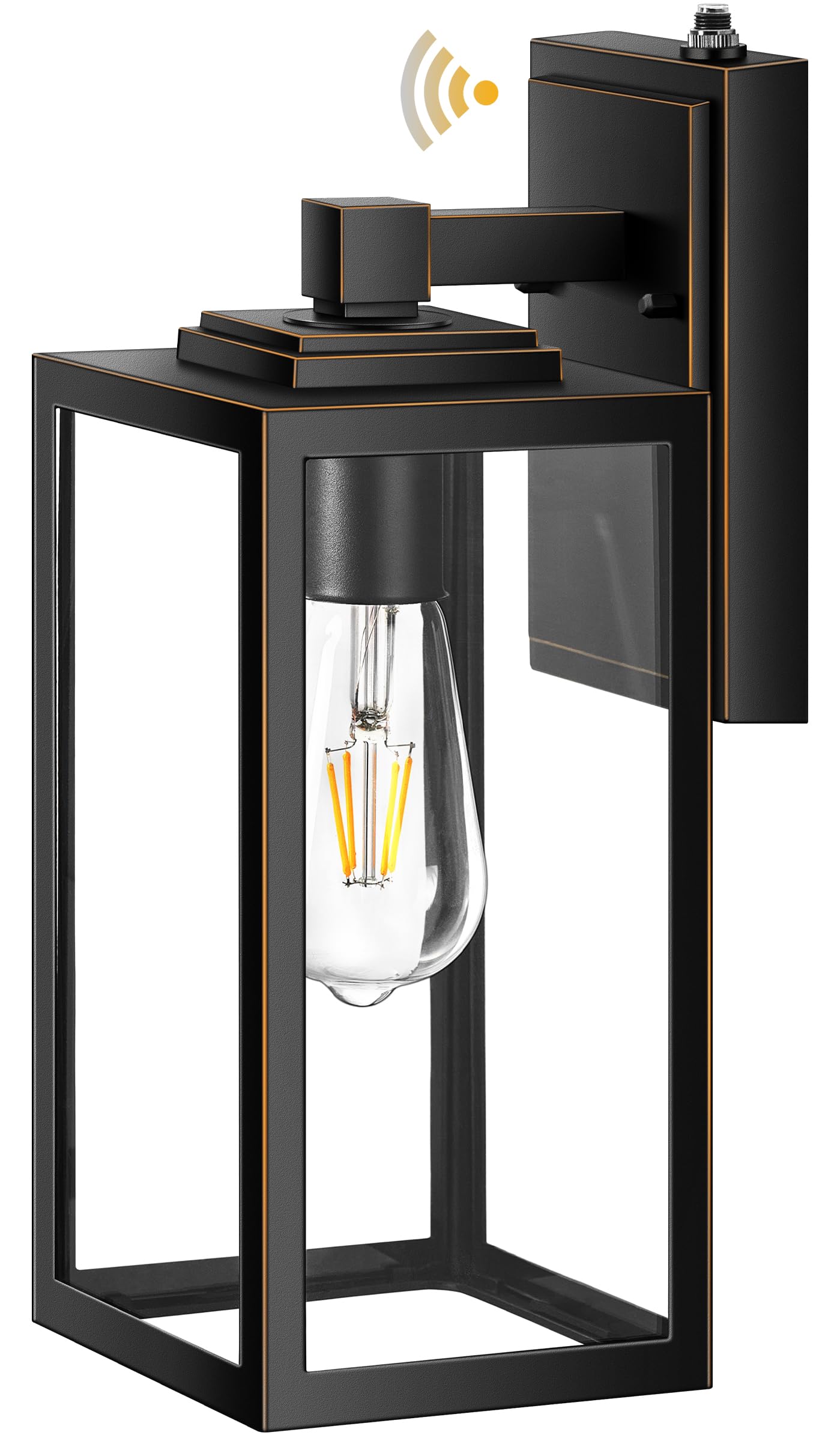 VIANIS Dusk to Dawn Outdoor Wall Light, Aluminum, Black with Gold Trim, Large, Model V8138