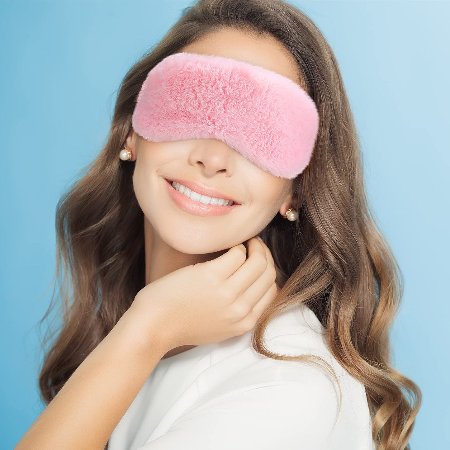 4 Pieces Plush Eye Mask Silk Furry Sleep Masks Comfortable Blindfold Eye Cover Colorful Satin Night Eyeshade Cover for Women Men Sleep Travel Nap Sleeping (Solid, Fresh Colors)