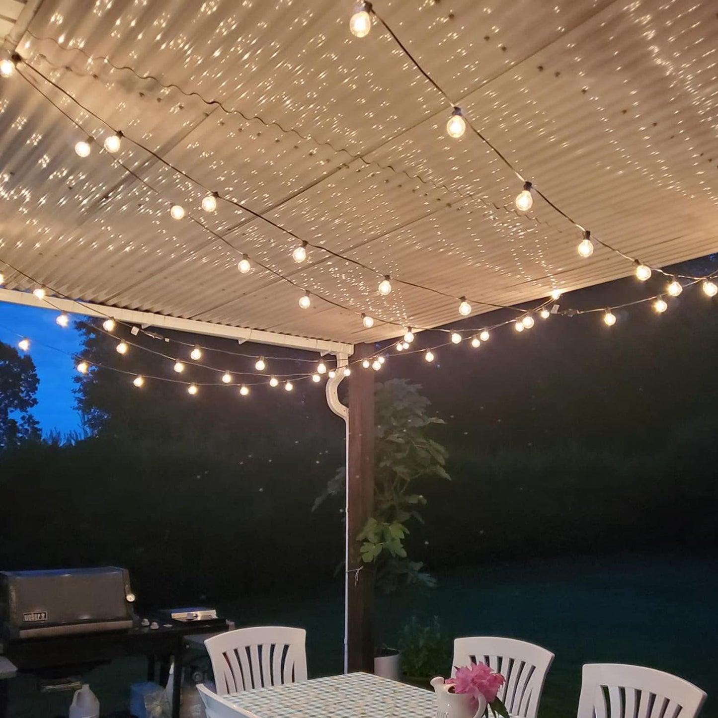 SUNSGNE Outdoor Globe String Lights, 50ft, 53 Bulbs, Black, Connectable, Commercial Hanging Lights for Patio, Christmas, Wedding Decor