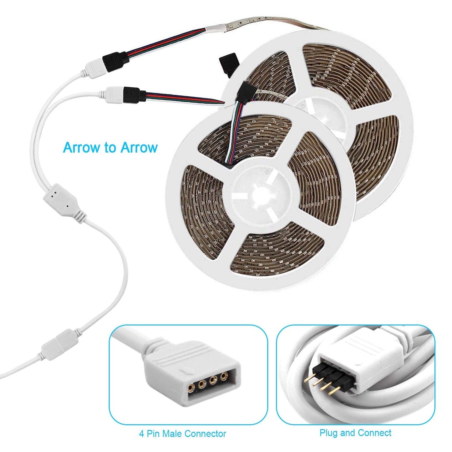 Icreating Led Strip Connectors 4 Pin  Rgb Led Light Connectors Kit Includes 5050 Led Connectors L Shape 4Pin 10Mm Led Light Strip Connectors