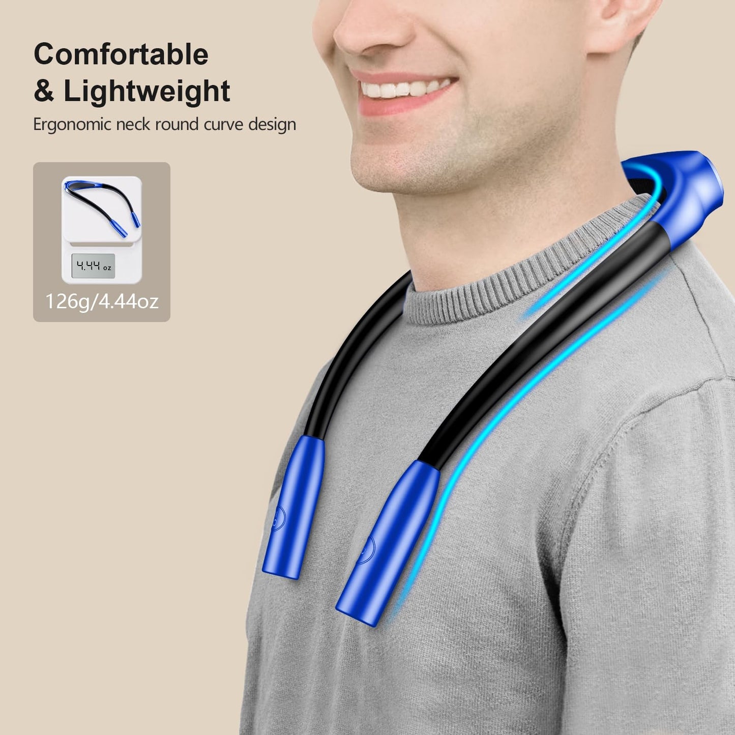 Gritin LED Neck Reading Light, Dimmable Brightness, 3 Colors, Compact, Dark Blue, Model G1337
