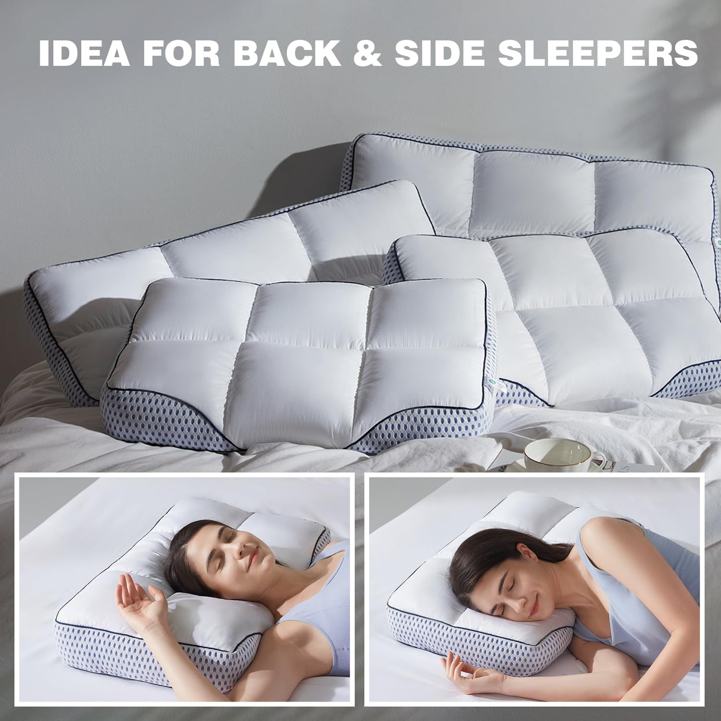 Glaciman Shredded Memory Foam Pillow for Side & Back Sleepers - Ergonomic Pillow with Breathable Cooling Mesh Gusset, Queen (15"x25"x4"), Pack of 1
