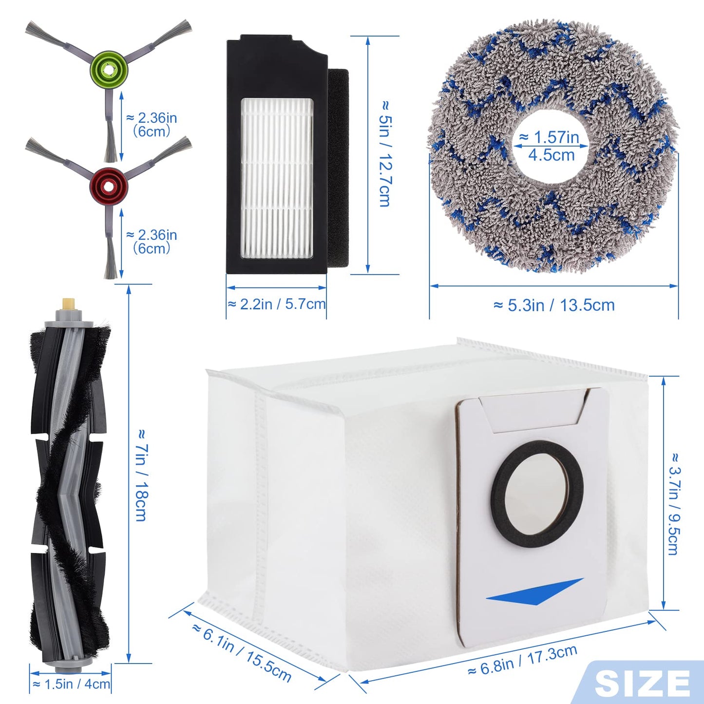 Replacement Parts For Ecovacs Deebot X1 Omni Turbo T10 T20 Omni T20/T20 Max/T20 Pro Robot Vacuum Cleaner - Spare Accessories Kit