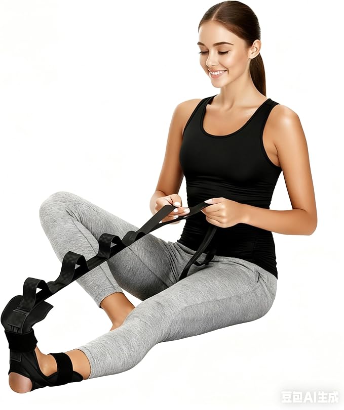 JUNWING Foot and Calf Stretcher-Stretching Strap For Plantar Fasciitis, Foot Drop, Achilles Tendonitis & Hamstring. Yoga F...
