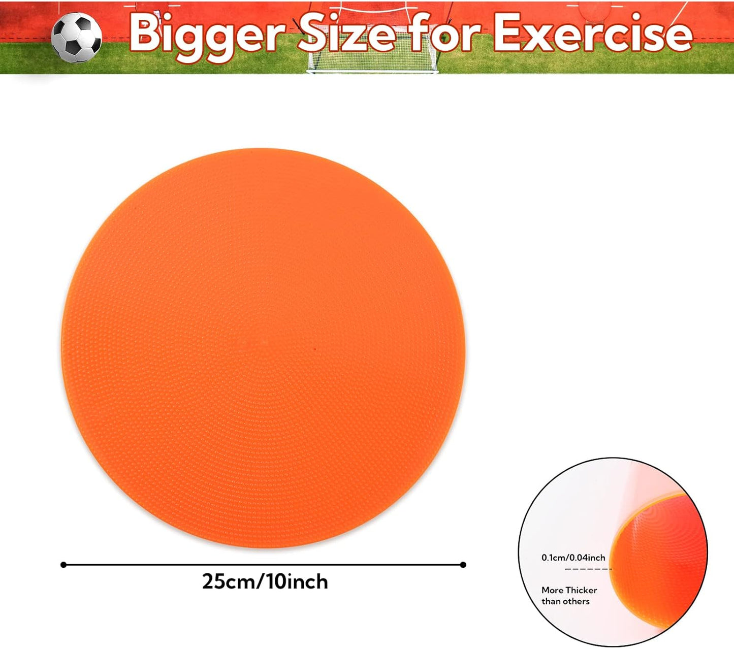 WUSHUANG 10 Inch Poly Vinyl Spot Markers- Non Slip Rubber Agility Markers Flat Field Cones Floor Dots-for Exercise Drills, Sports, Games, Speed Agility Training -10 Pcs