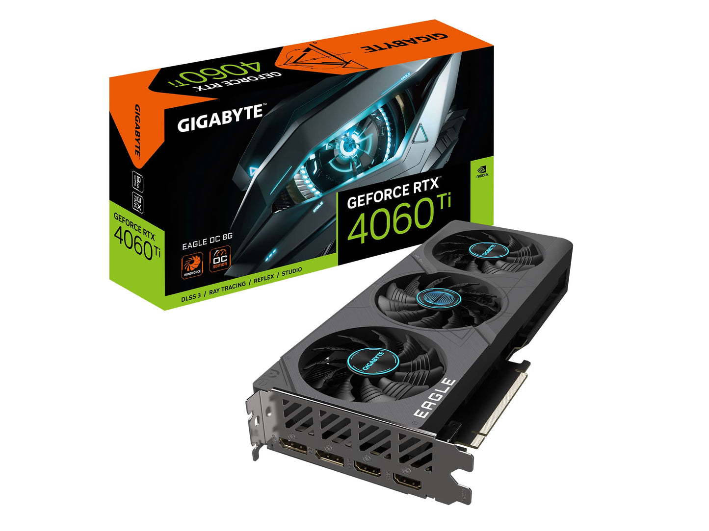 GIGABYTE GeForce RTX 4060 Ti Eagle OC 8GB Graphics Card, 3X WINDFORCE Fans, GV-N406TEAGLE OC-8GD