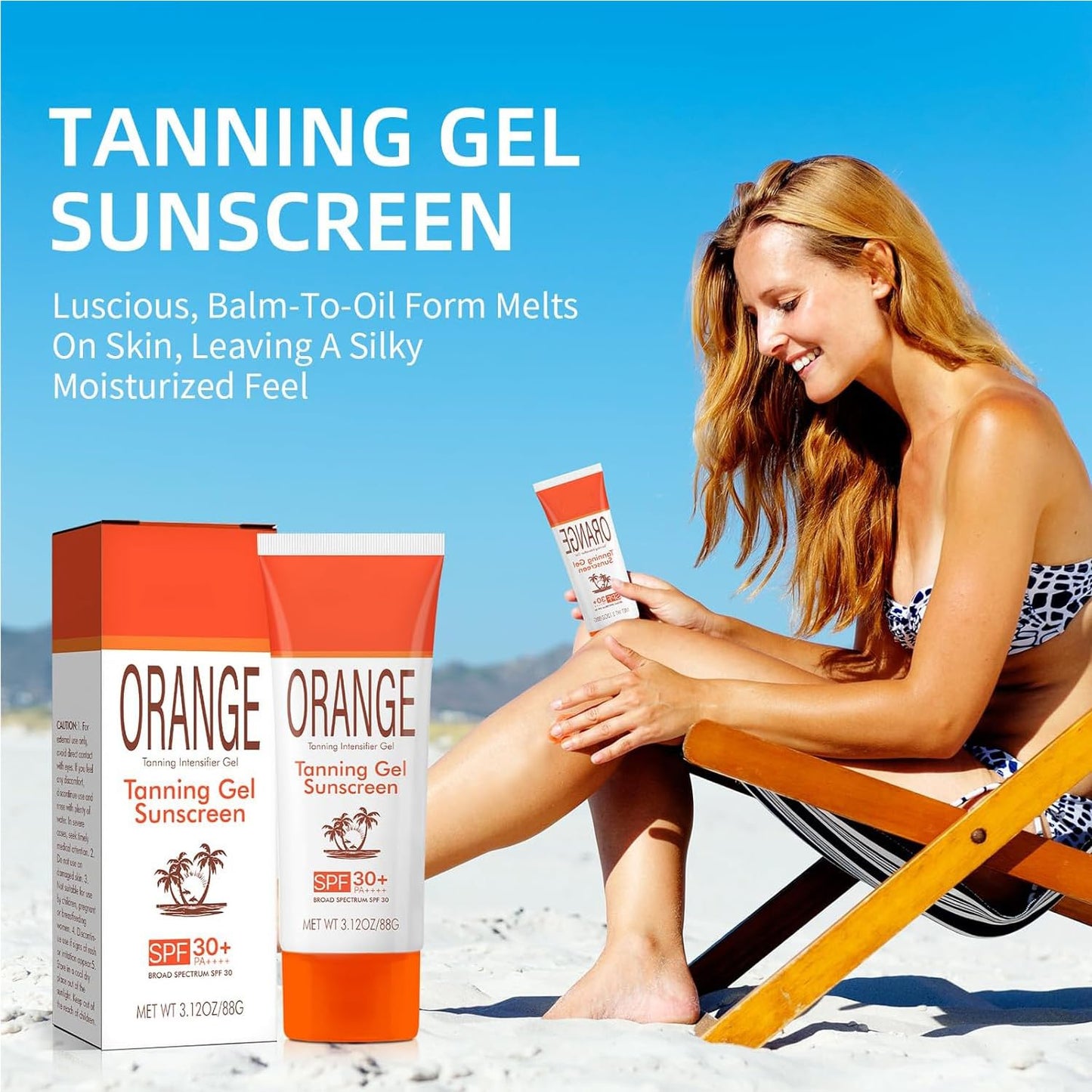Sun Tanning Gel with SPF 30 Sunscreen, 2PCS Hydrating & Moisturizing Formula Sunscreen, Travel Size Fast-Absorbing Tan Accelerat