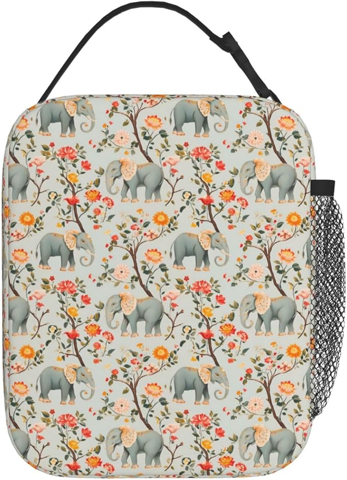 Elephant Lunch Box Insulated Lunch Bag for kids Girls Boys,Reusable Lunch Box Containers for Women Men,Durable Cooler Tote Bag Lunchbox for Office/School/Picnic