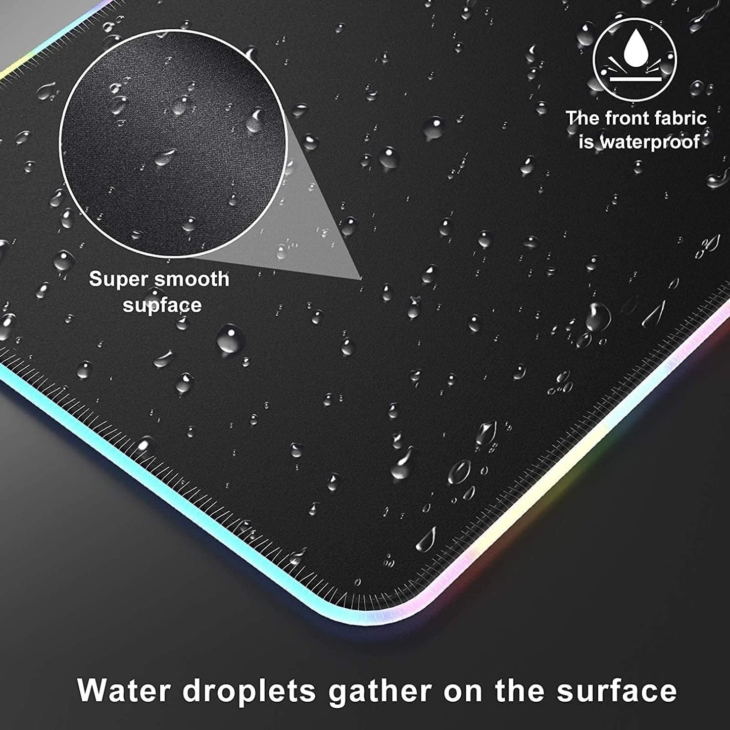 RGB Gaming Mouse Pad-14 Lights Modes-Large LED Extended Mousepad- USB Ports Ultra-Large Size Soft Extra Extended Mousepad, Anti-Slip Rubber Base Computer Keyboard Mat 31.5X 11.8in, Black