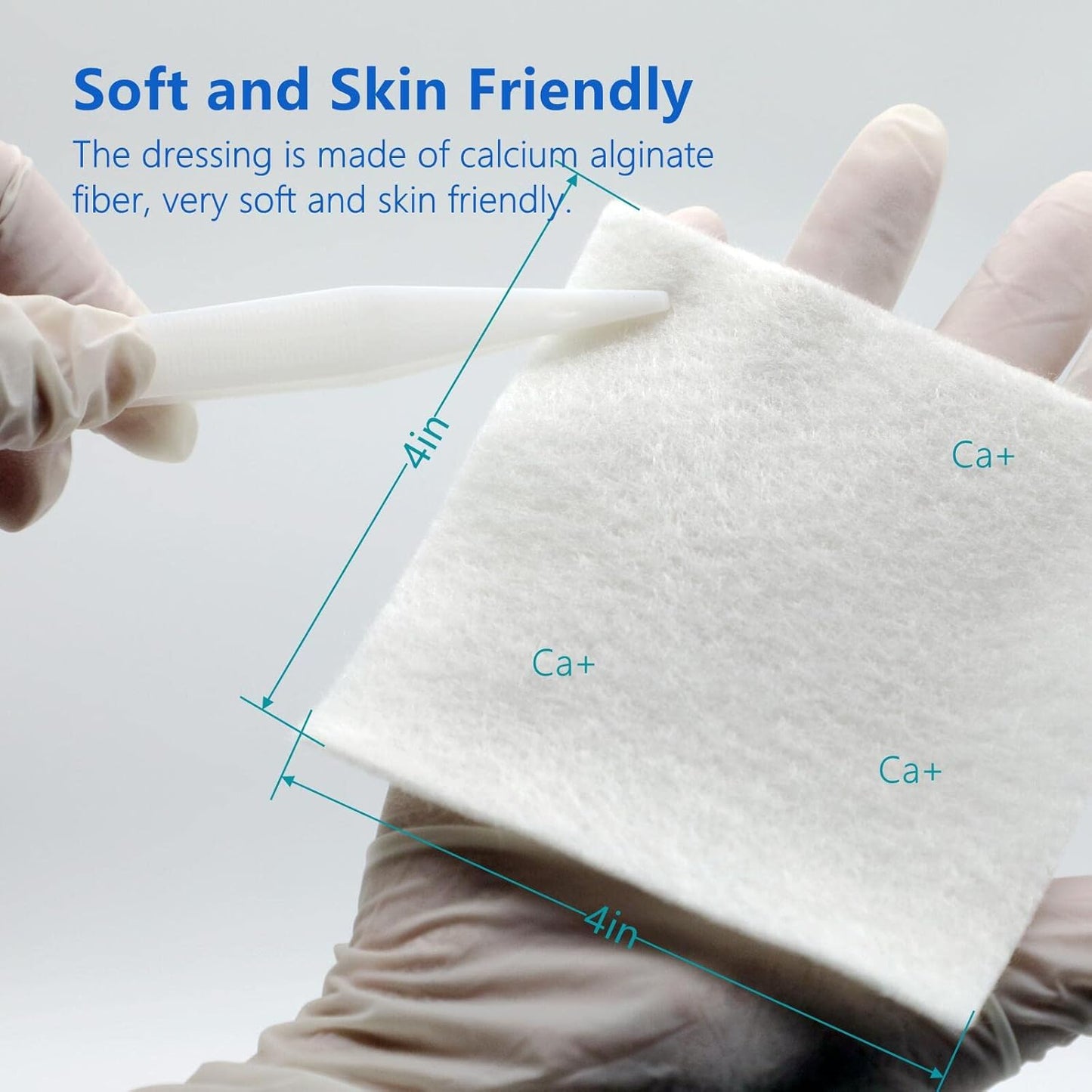 Calcium Alginate Wound Dressing - 4”x4” Patches, 10 Packs, Non-Stick Gauze Pads for Wound Care, Accelerating Wound Healing, High Absorbency and Soft
