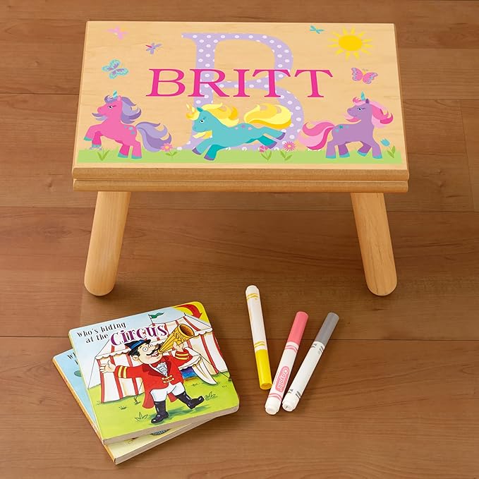 Let’s Make Memories Personalized My Own Name Step Stool - Children’s Step Stool - Sturdy Wood – Non-Toxic Paint, Sealer - Dinosaur Design - Gray - 14’Wx9.25”Lx8.75”H - Ages 3+