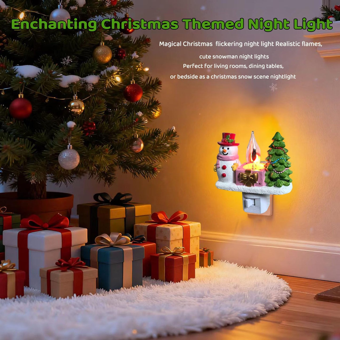 Nlaa Christmas Campfire Flickering Nightlight Cute Polyresin Swivel Plug Flickering Nightlight Plug-In Figurine Lamp For Holiday Decor  Indoor Campfire Night Light With Flicker Bulb Figurine Light