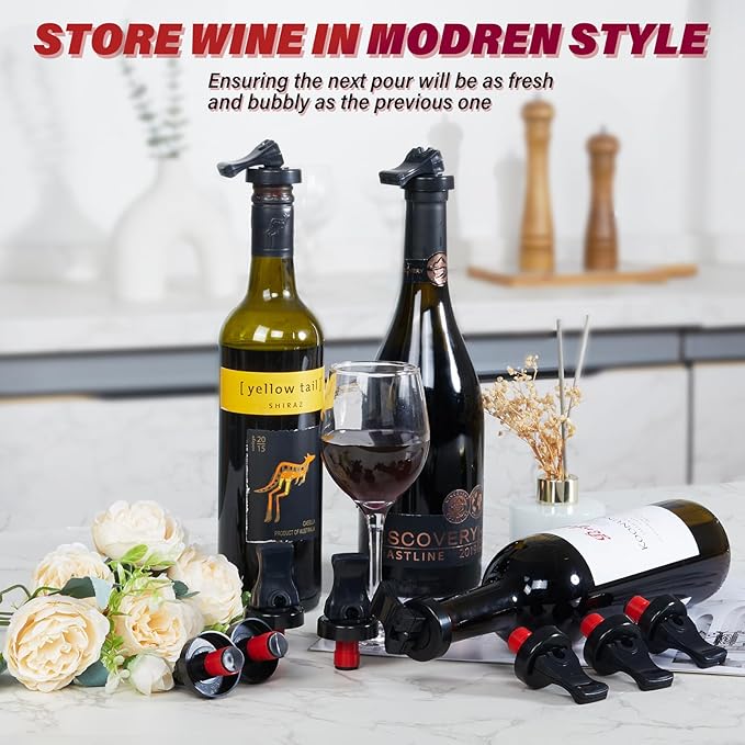 Wine Stopper，10 Pack Wine Stoppers for Wine Bottles，Plastic Vacuum Wine Bottle Stopper Wine Saver with Airtight Seal，Wine Topper Keep Wine Fresh Wine Bottle Sealer Set