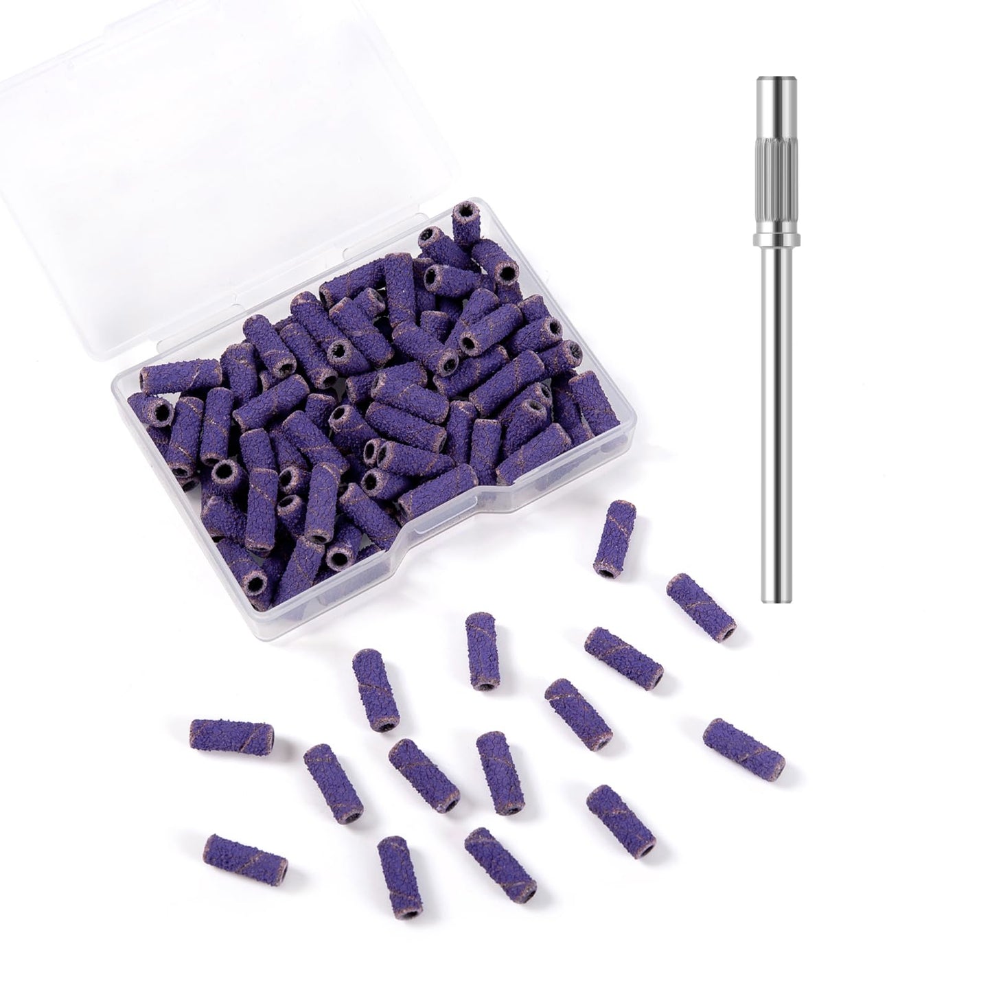 BITNBITH 100pcs Small Nail Sanding Bands for Nail Drill, 3.1mm Mini Nail Sanding Mandrel Bits 80 Grit Coarse Nail File Bits for