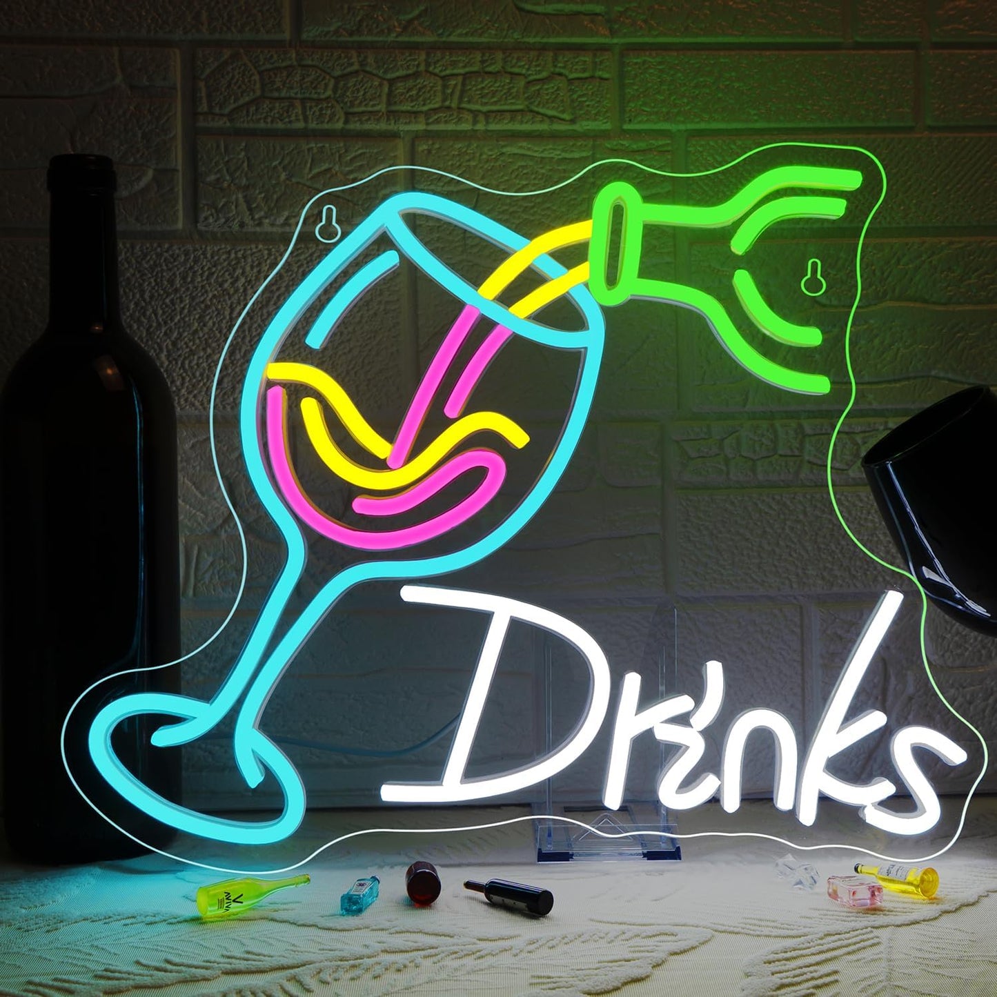 NOSUN Drink Neon Sign Neon Pouring Wine Drinking Alcohol LED Lights for Wall Decor USB Light Up Signs Home Beer Bar Bedroom Restaurant Man Cave Cafe Bistro Club Party Decorations Gift