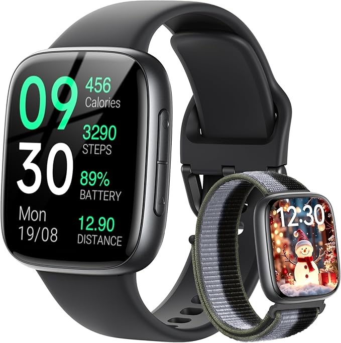 Fitpolo Smart Watch, 1.85" AMOLED Fitness Tracker with Bluetooth Call, Heart Rate/Sleep/SPO₂ Monitor, 100+ Sports Modes, 3...