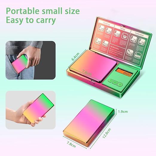 Digital Pocket Scale 300g/0.01g(10.58 oz x 0.001 oz),Rainbow Mini Scale for Food Ounces and Grams,Iridescent Plating Small Jewelry Gram Scale, Tare for Jewelry, Medicine, Coffee,Herbs,Coins
