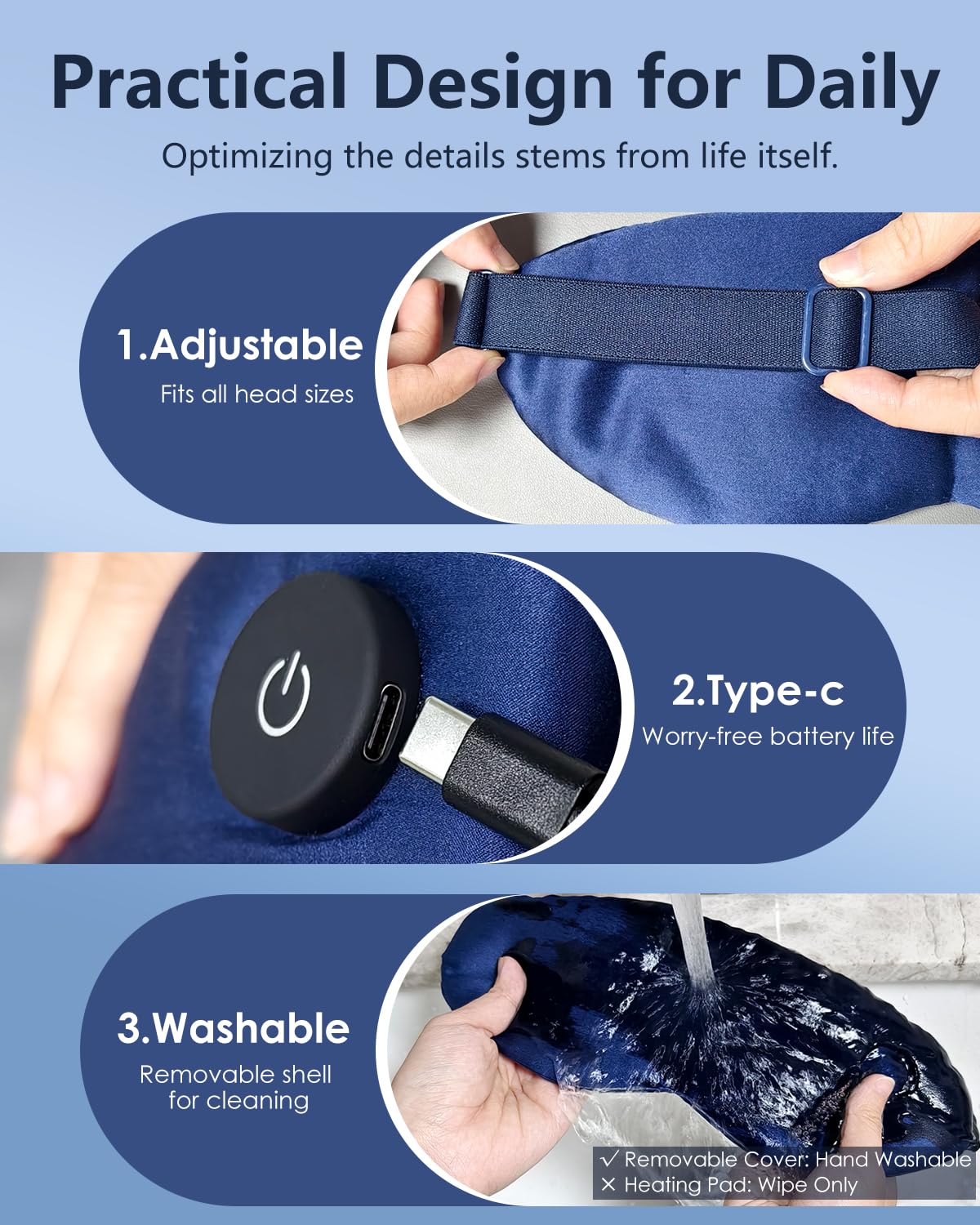 Aurorcness Heated Eye Mask for Dry Eyes – Cordless Warm Eye Compress, 100% Mulberry Silk Sleep Mask with Graphene Heating, 3 Heat Levels and Auto Shut-Off, Rechargeable and Washable