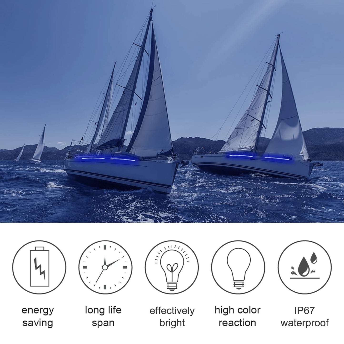Obcursco Led Pontoon Boat Lights  Ip67 Waterproof Interior And Deck Light For Night Fishing  Courtesy Lighting For Yachts  Bass Boats  And Jet Skis(Blue  3.5W)
