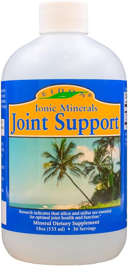 Eidon Ionic Minerals Joint Support Supplement Liquid Concentrate - Contains Ionic Silica and Sulfur, Joint Support Drops, Stronger Hair, Skin, and Nails, No Additives or Preservatives - 18 oz