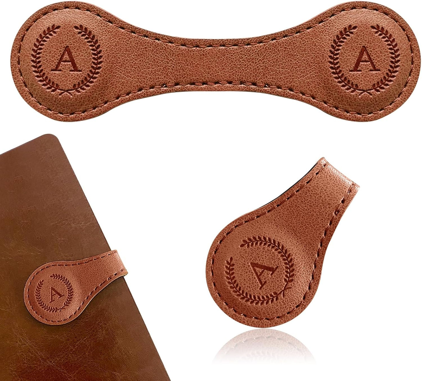Handmade Personalized Leather Magnetic Bookmark - Custom Initial Letter Design with 26 Alphabet Choices - Durable Bookmark for Readers, Book Lovers, Women & Kids