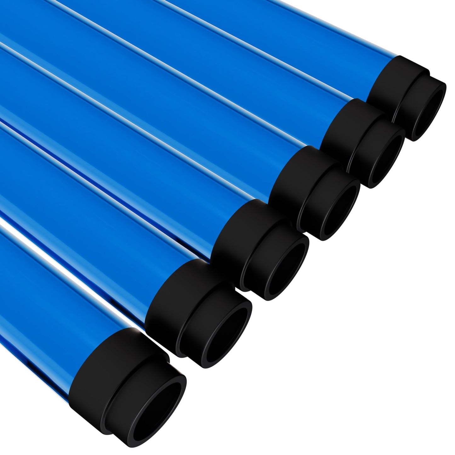 Kastlite T8 Led/Fluorescent Light Tube Guard With End Caps - 46-3/8 Lamp Diffuser Covers & Safety Sleeves  Ocean Blue Protective Plastic Bulb Replacement Covering  Overhead Lighting Accessory  6 Pack