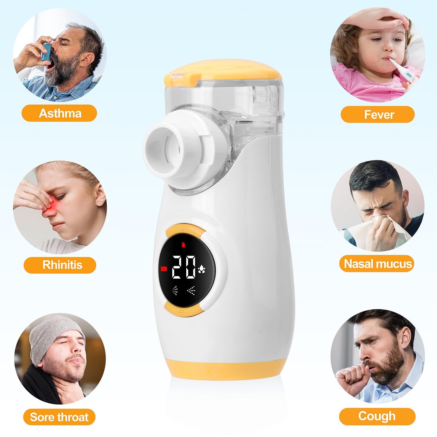 Nebulizer - Portable Nebulizer for Adults and Kids, Ultra-Quiet Nebulizer Machine with Intuitive LED Interface and Auto-Cleaning Travel and Home Use