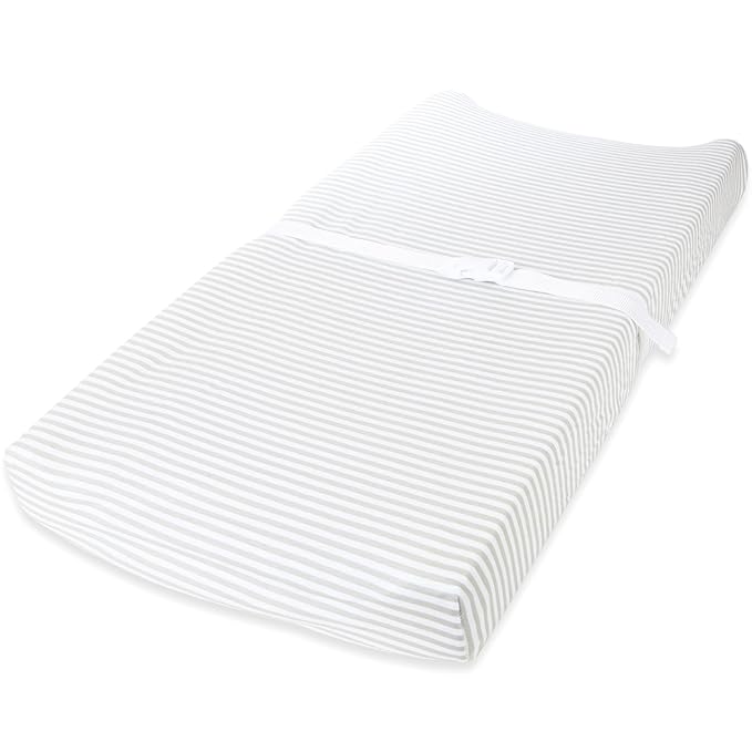 Cuddly Cubs Changing Pad Covers – 2 Pack – Snuggly Soft Plush Cotton Changing Table Covers for Boy, Girl – Fits Perfectly on Summer Infant and Other 16 x 32 Baby Changing Table Pads – Grey Stripes