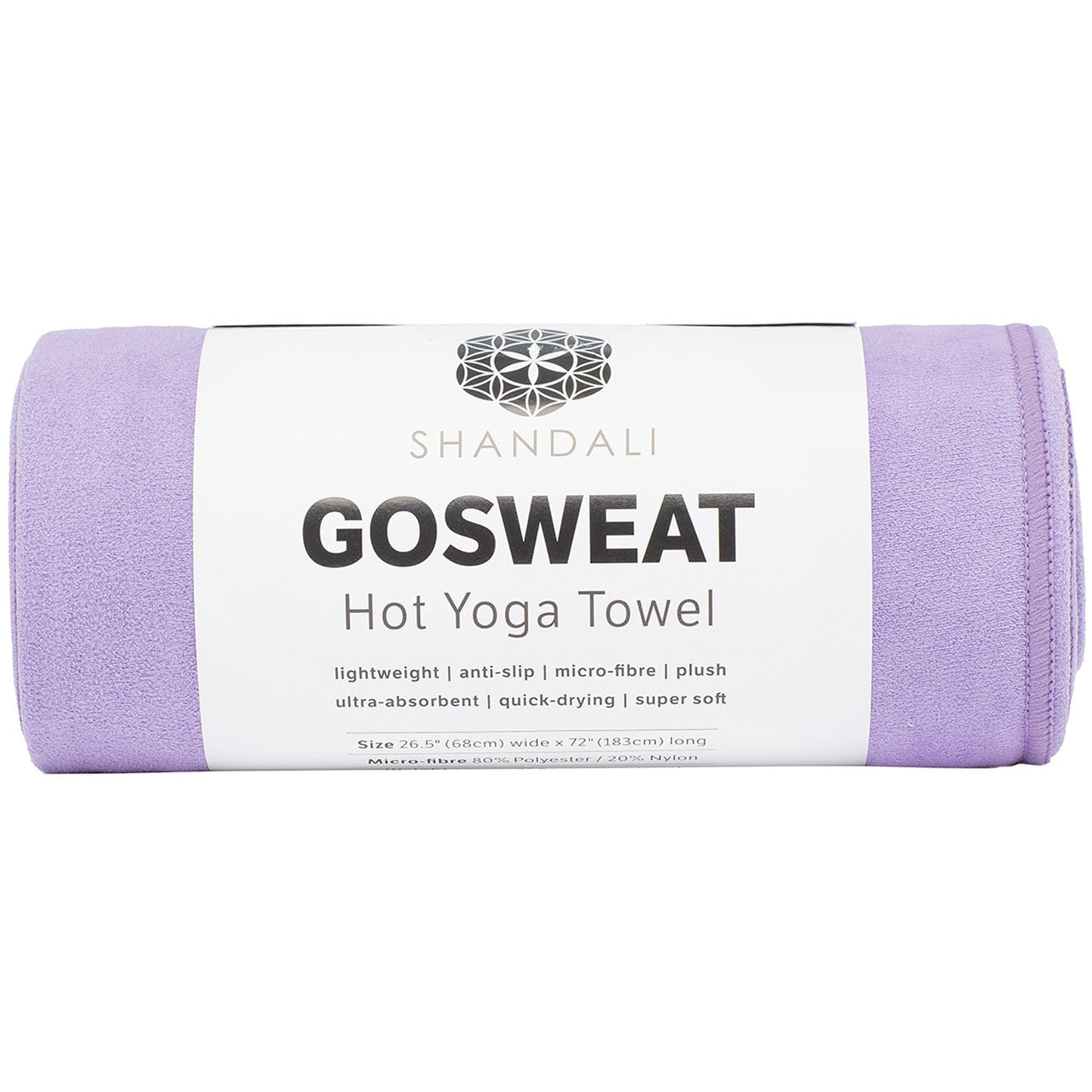 Shandali Hot Yoga GoSweat Microfiber Hand Towel in Super Absorbent Premium Violet Suede for Bikram, Pilates, Gym, and Outdoor Sports. 16 x 26.5 inches.