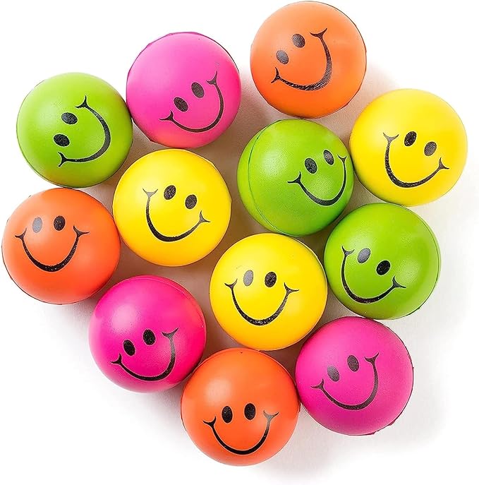 Neliblu Neon Smile Stress Balls for Adults and Kids - Foam Squeeze Ball for Relaxation and Fun - Pack of 12 Happy Face 2....