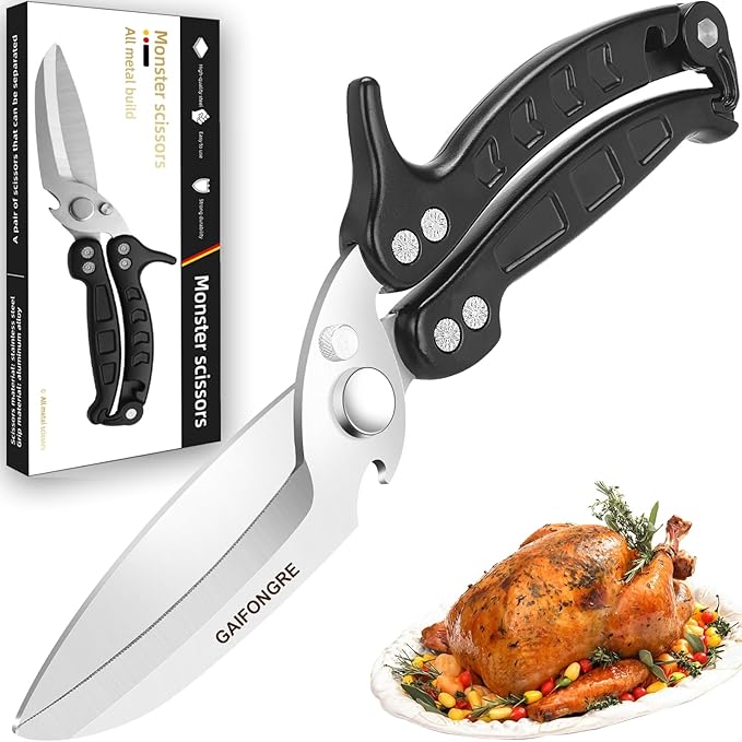 Poultry Shears Scissors Heavy Duty,Kitchen Shears,Multi-purpose Stainless Steel Kitchen Scissors for Christmas Turkey Food, Chicken,Fish,Meat,Separable easy to clean thoroughly,Dishwasher Safe.