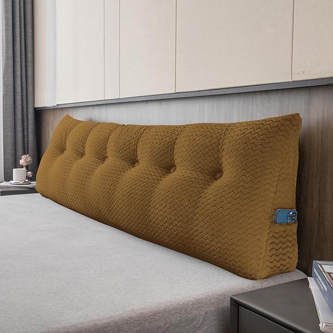 Large Bolster Triangular Headboard Wedge Backrest Positioning Support Bed Rest Reading Pillows Headboard Wedge Pillows for Day Bed Bunk Bed with Removable Cover