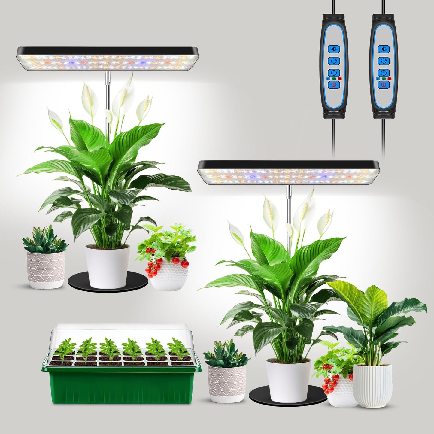 Aumtrly Grow Light, Full Spectrum Desktop Plant Lights for Indoor Growing Seedling 2 Pack, Large Area Lighting LED Grow Lamp wit