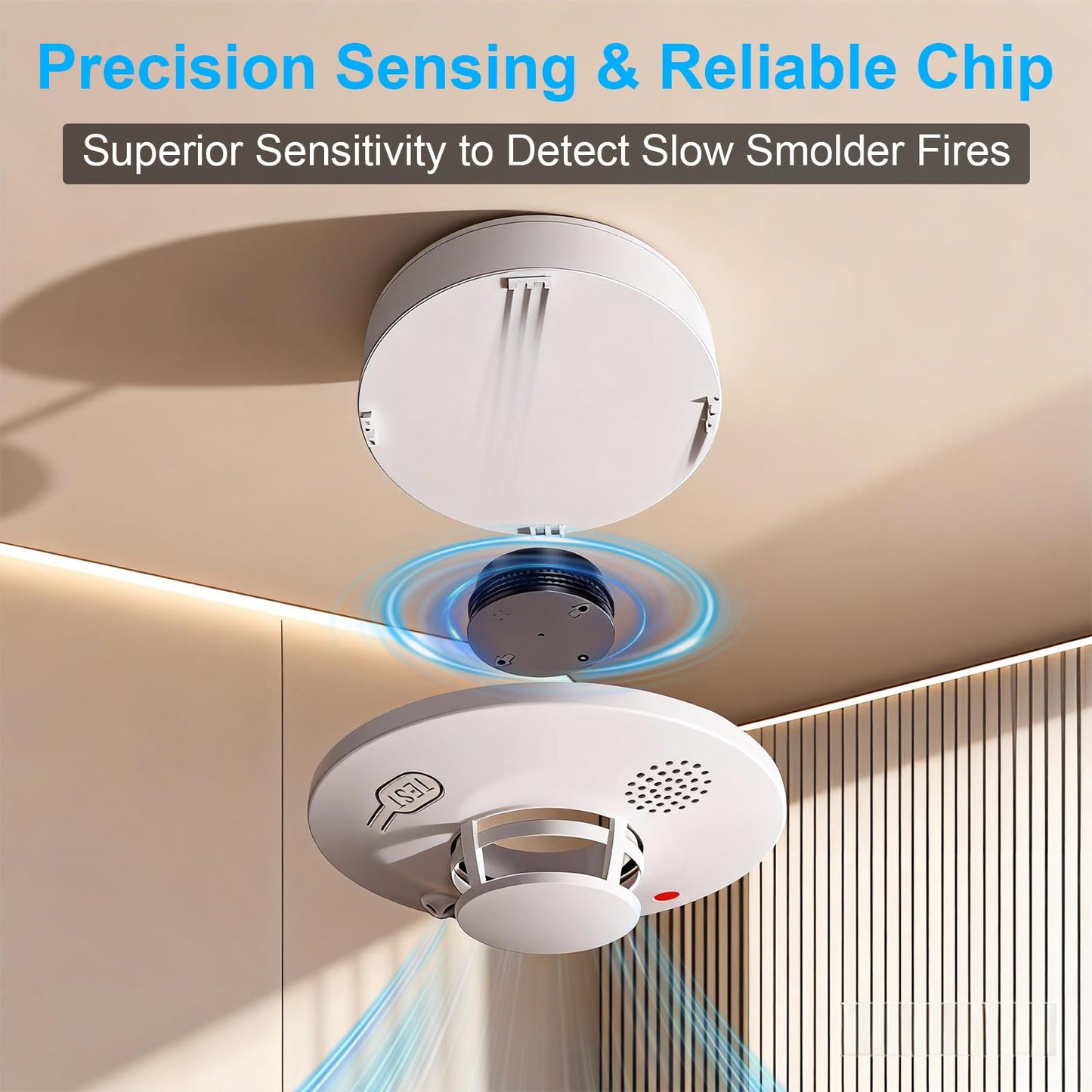 4 Pack Smoke Detector Photoelectric Smoke Alarm with Test/Mute Button, Replaceable AA Battery Battery Powered Fire Alarms for Home(Battery Not Included) S01D