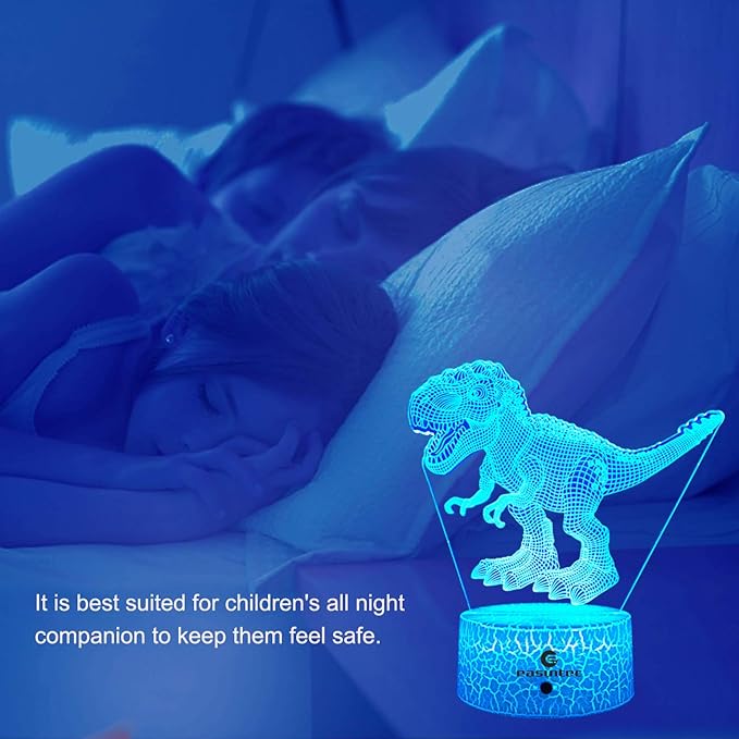 easuntec Dinosaur Toys 3D Night Light with Remote & Smart Touch 7 Colors + 16 Colors Changing Dimmable TRex Toys 1 2 3 4 5 6 7 8 Year Old Boy or Girl Gifts (TRex 16WT)